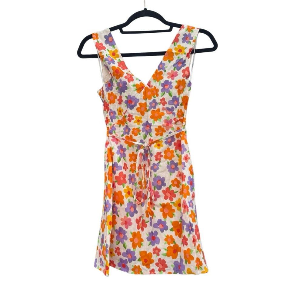 PepperMayo Women's Monday Margs Floral Linen Blend Mini Dress in Blooming Size 2 - Picture 6 of 11